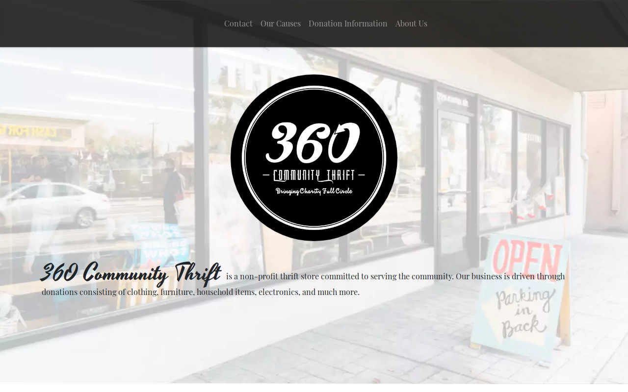 360 Community Thrift website preview
