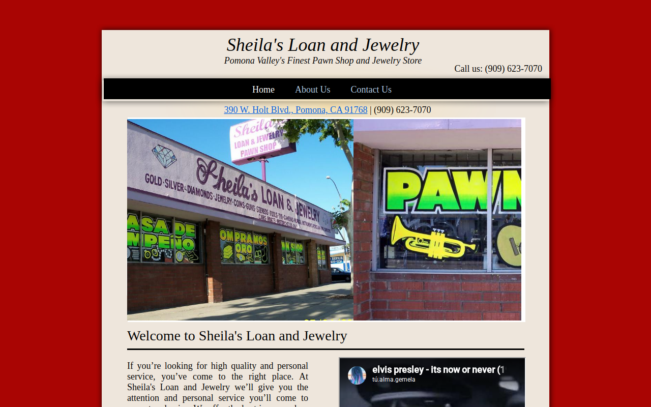 Sheila's Loan & Jewelry website preview