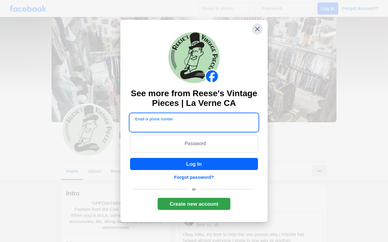 Reese's Vintage Pieces website preview