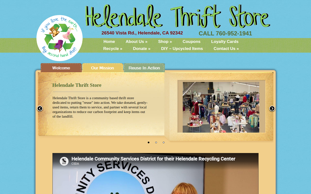 Helendale CSD Thrift Store website preview