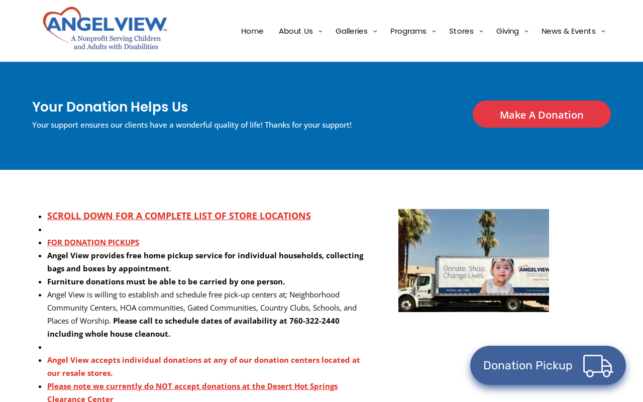 Angel View Resale Store - Downtown Palm Springs website preview