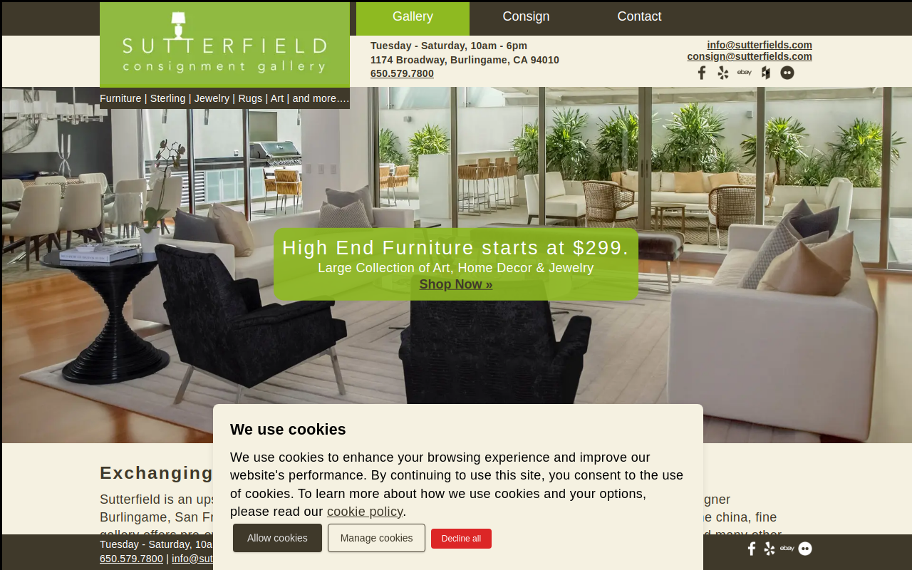 Sutterfield Consignment Gallery website preview