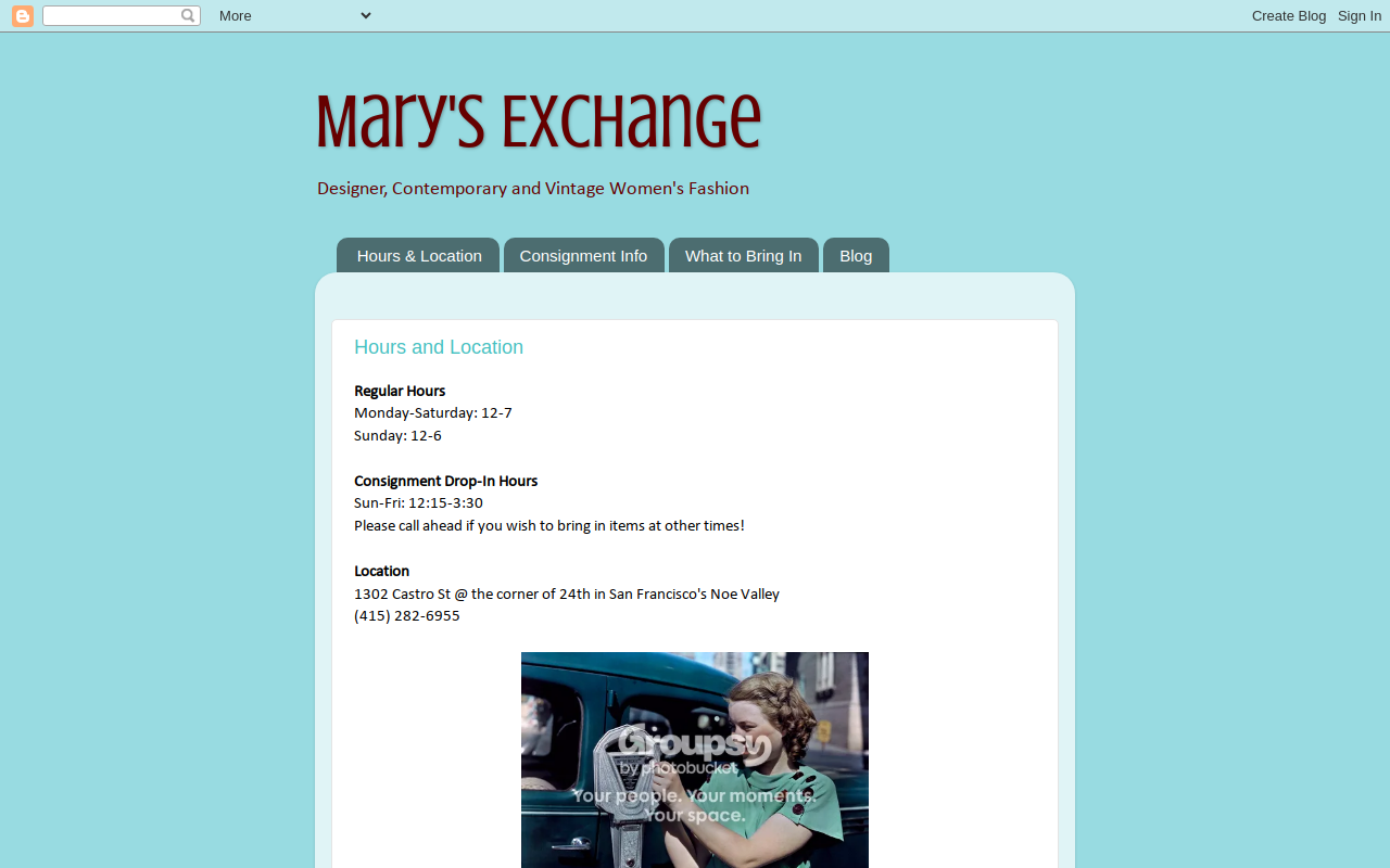 Mary's Exchange website preview