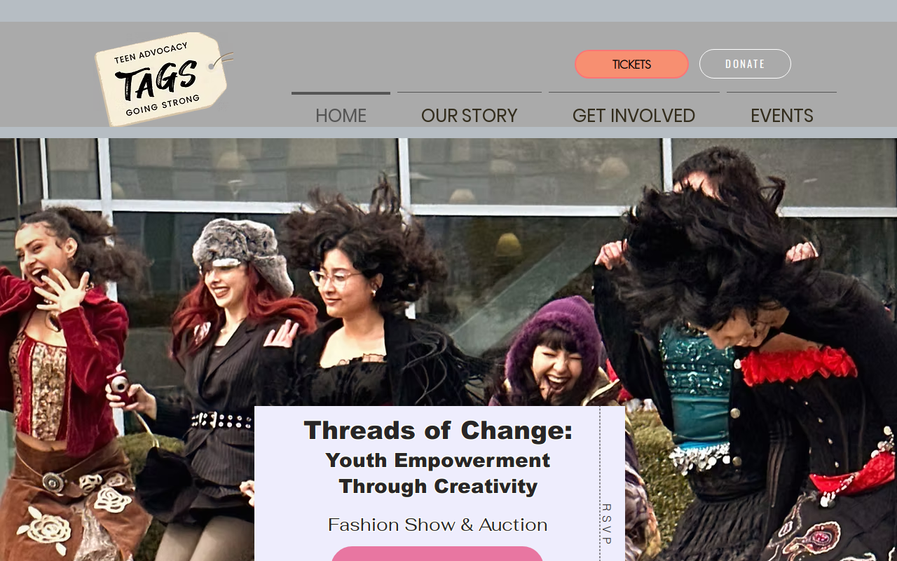Tags (teen Advocacy Going Strong) website preview