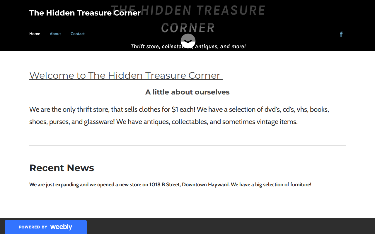 The Hidden Treasure Corner website preview