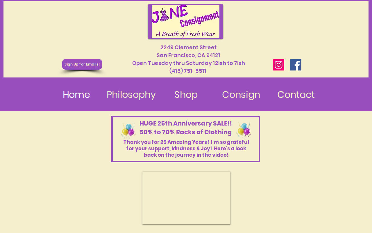 Jane Consignment website preview