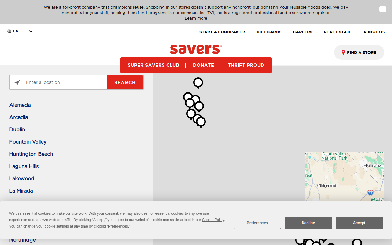 Savers Thrift Store website preview