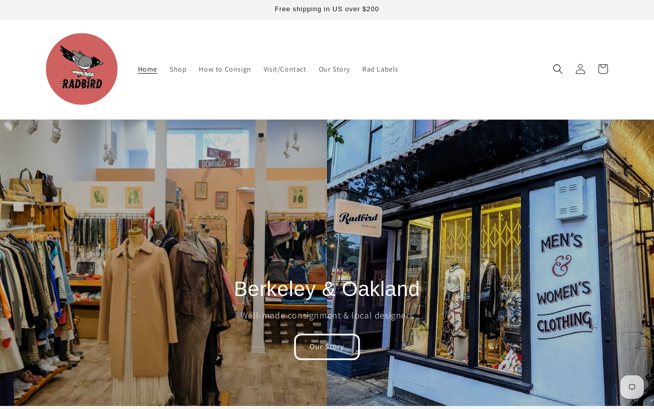 Radbird Fashion and Consignment website preview