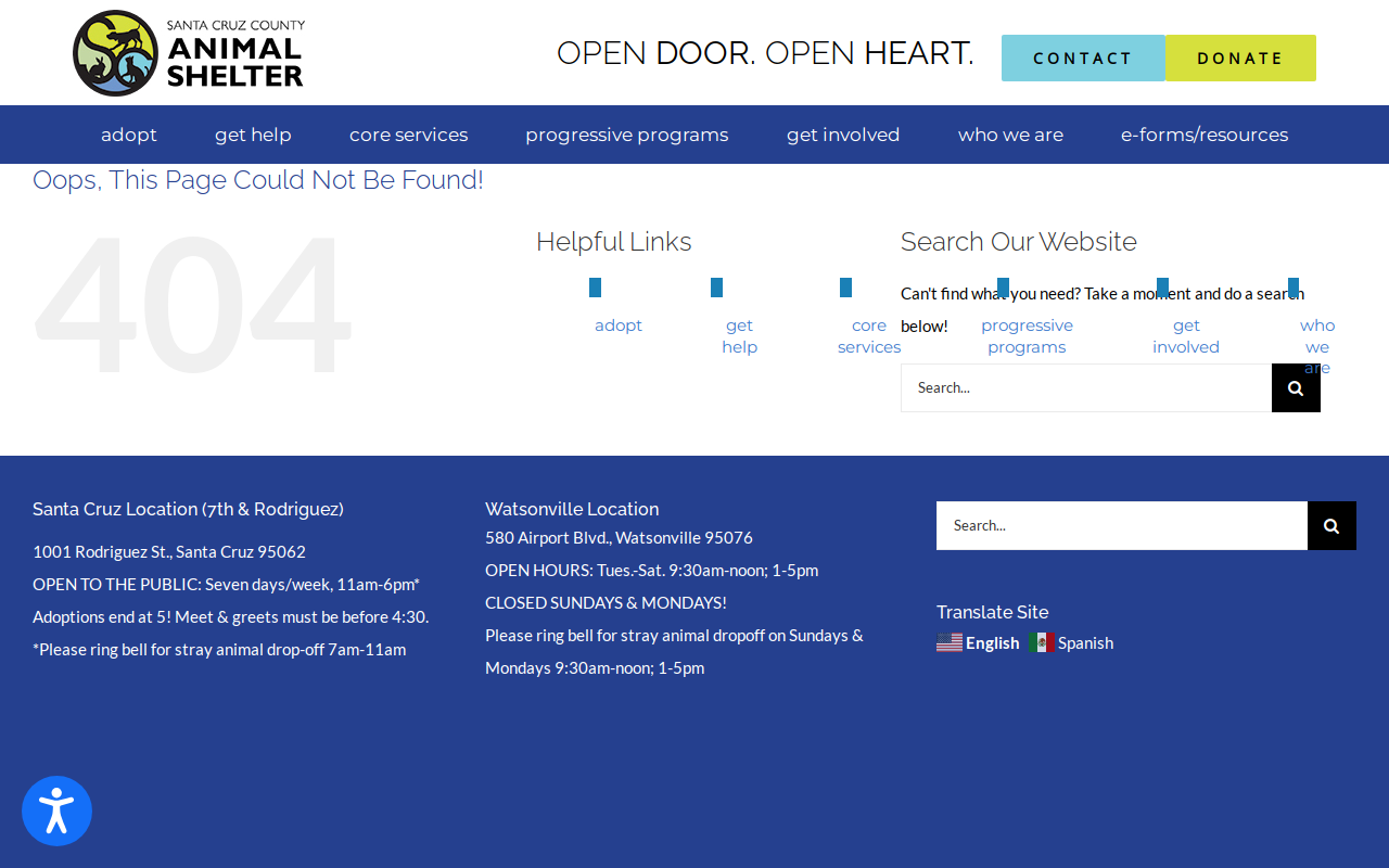 The Santa Cruz County Animal Shelter Benefit Shop website preview