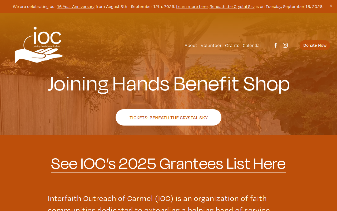 Joining Hands Benefit Shop website preview
