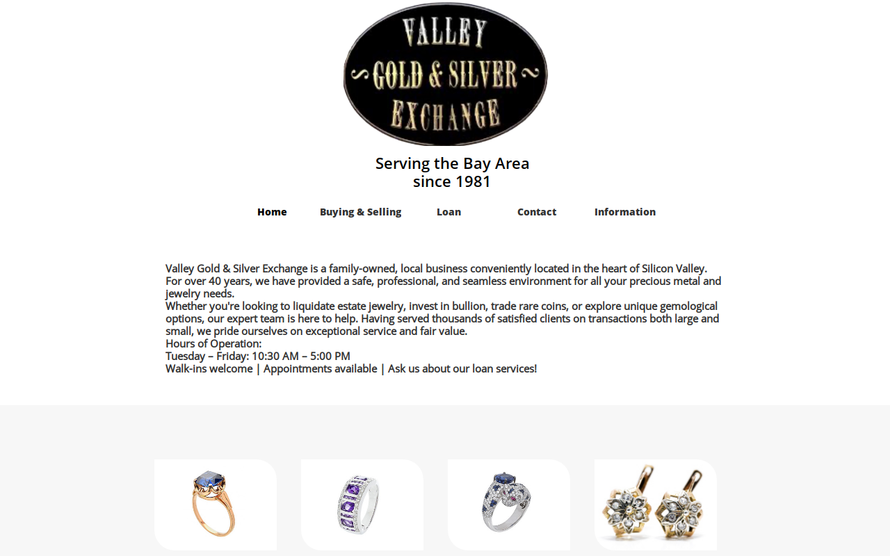 Valley Gold & Silver Exchange website preview
