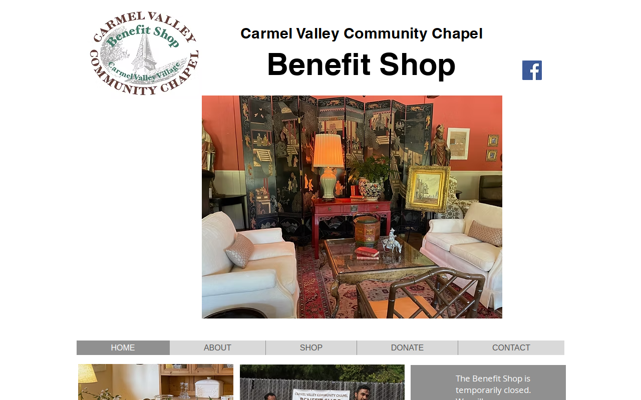 The Benefit Shop at Carmel Valley Community Chapel website preview