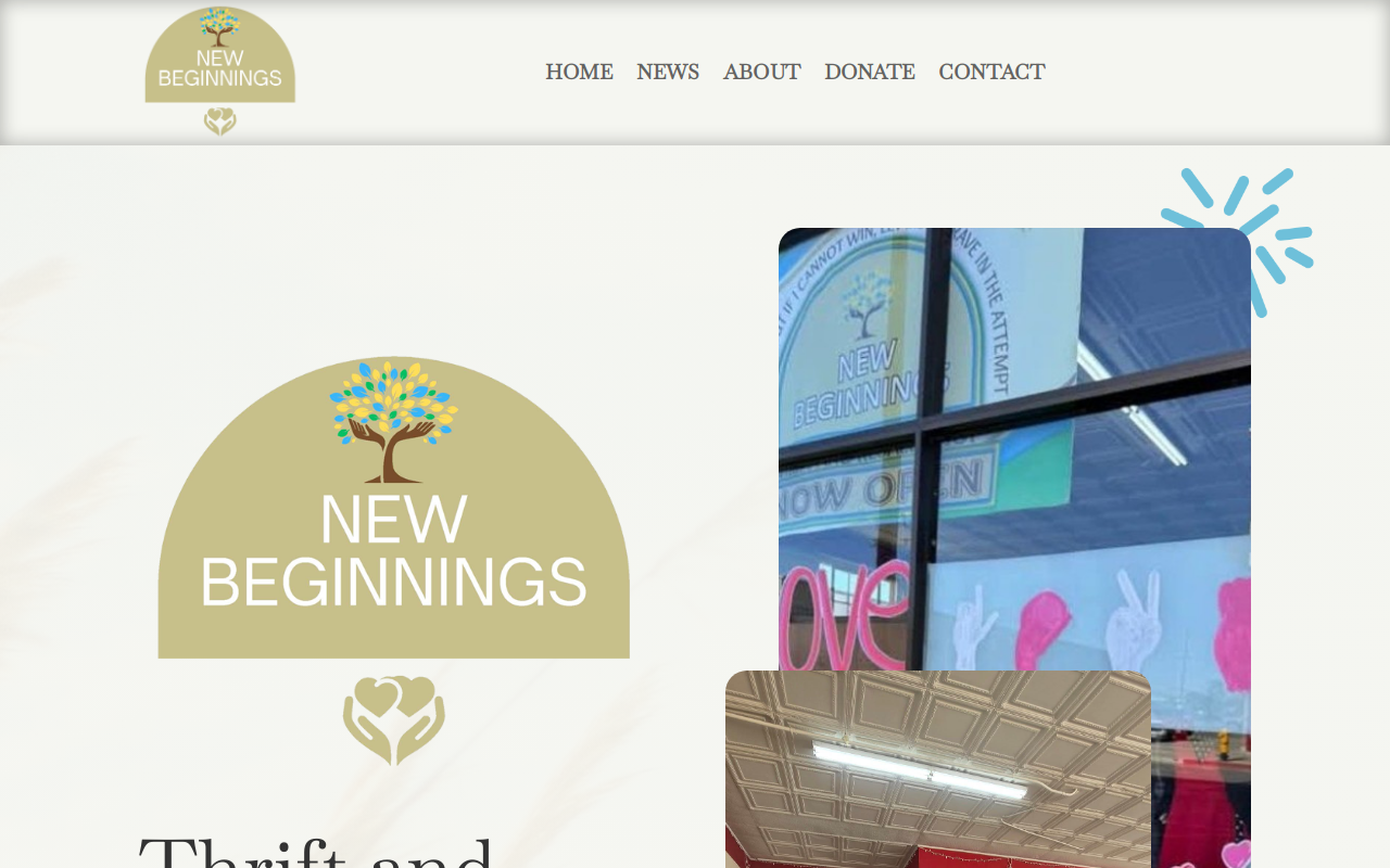 New Beginnings Thrift and Resale website preview