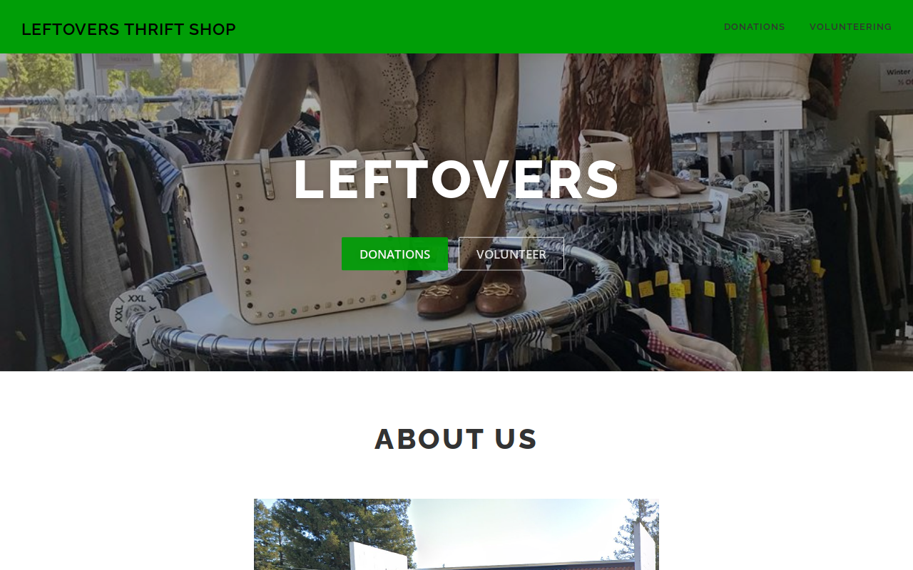Leftovers Thrift Shop website preview