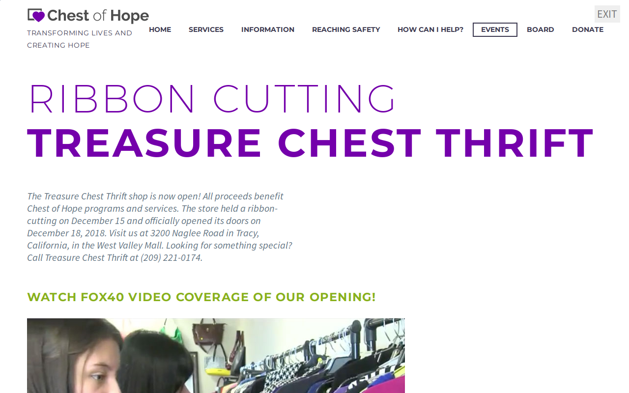 Treasure Chest Thrift website preview