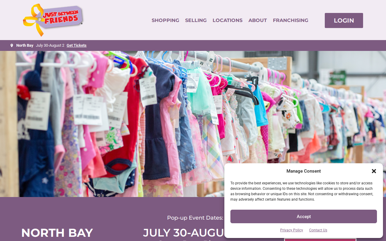 Just Between Friends North Bay website preview
