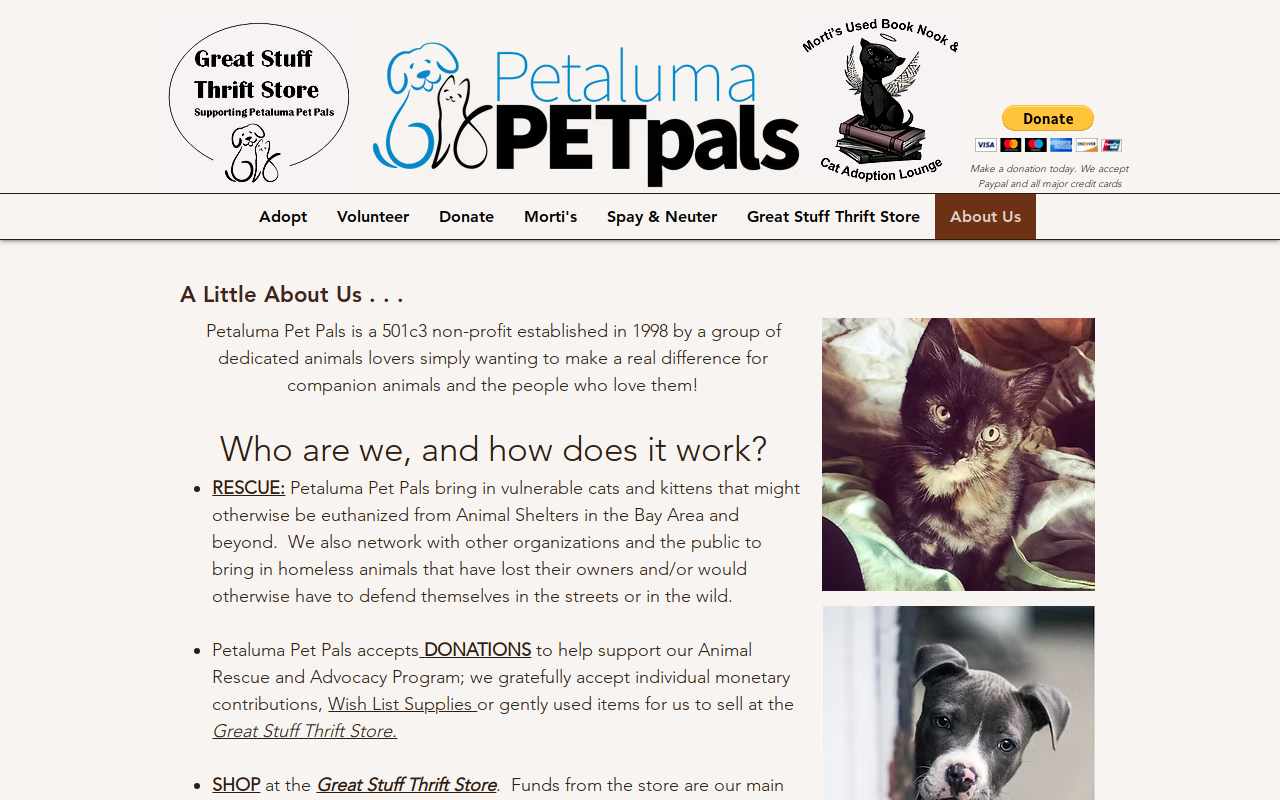Great Stuff Thrift Store for Petaluma PET Pals website preview