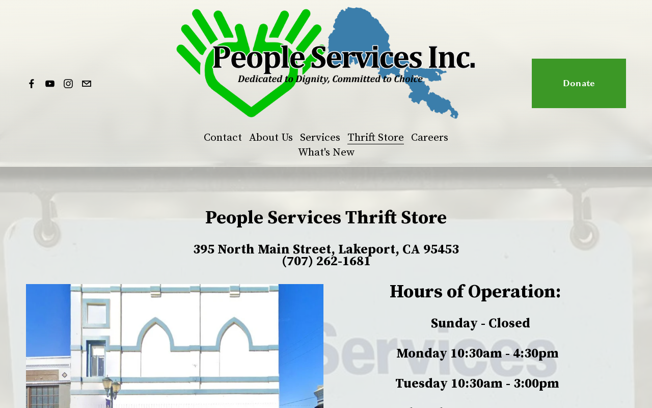 People Services Inc. Thrift Store website preview