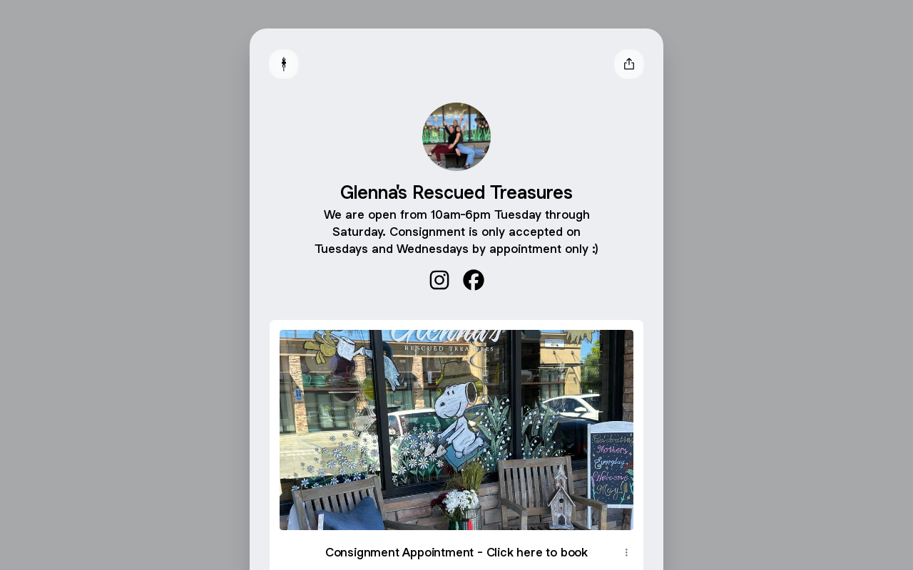 Glenna's Rescued Treasures website preview