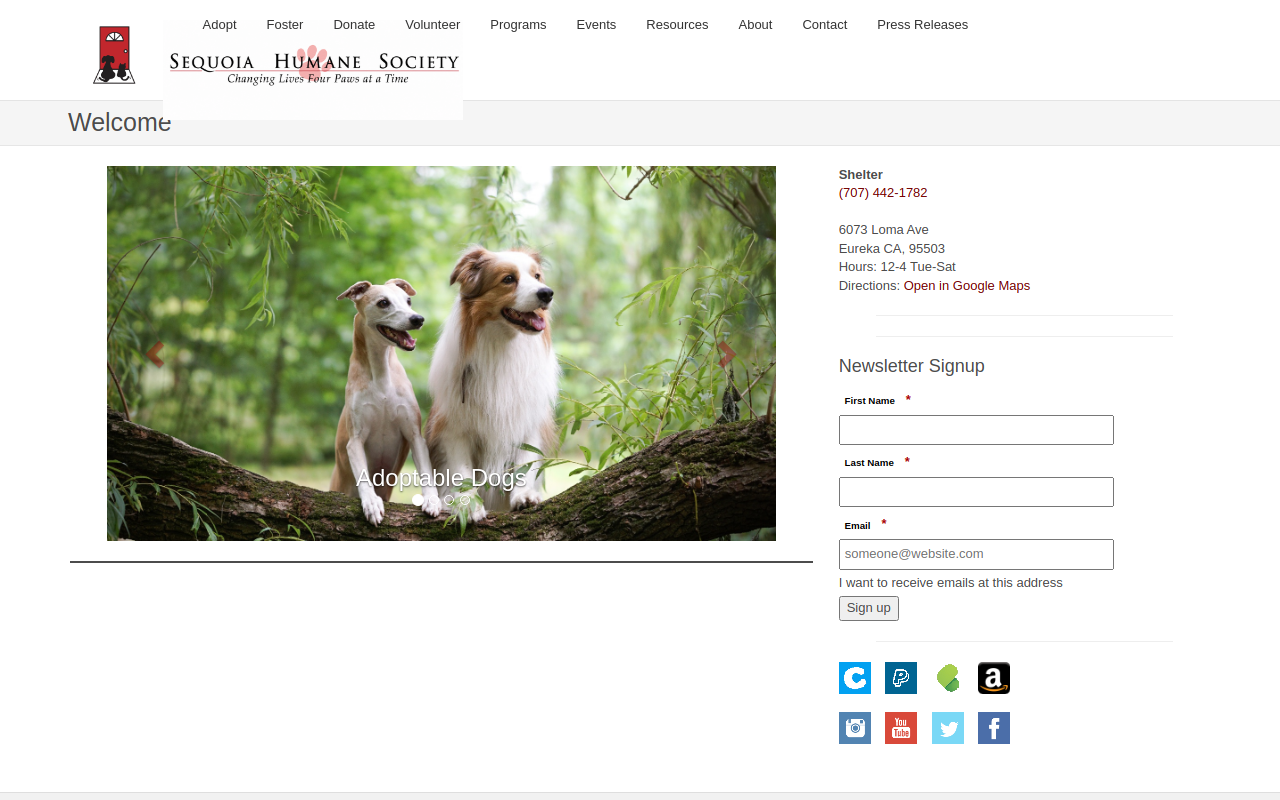 Tailwaggers Thrift Shop website preview