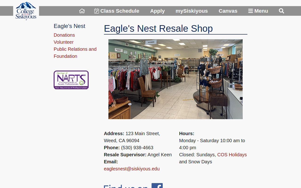 Eagle's Nest Resale Shop website preview