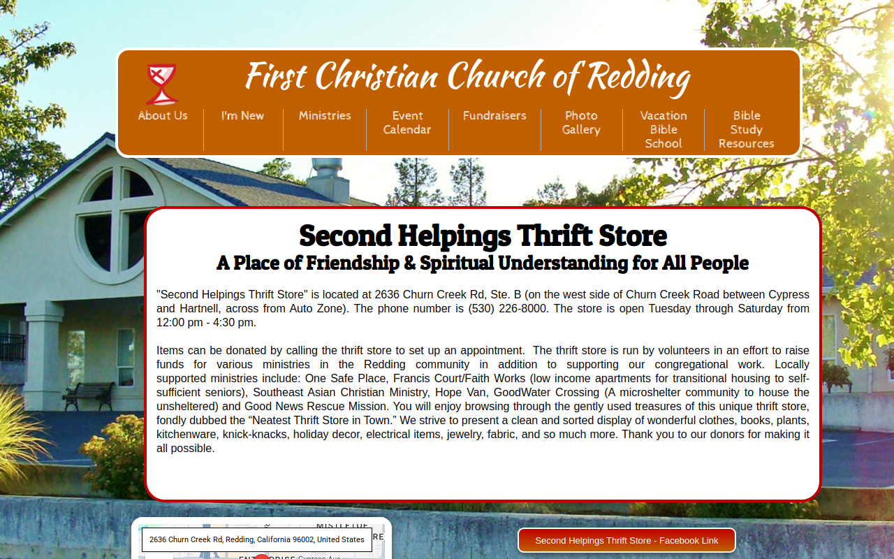 Second Helpings Thrift Store website preview