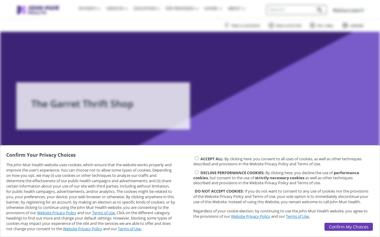 Garret Thrift Shop website preview