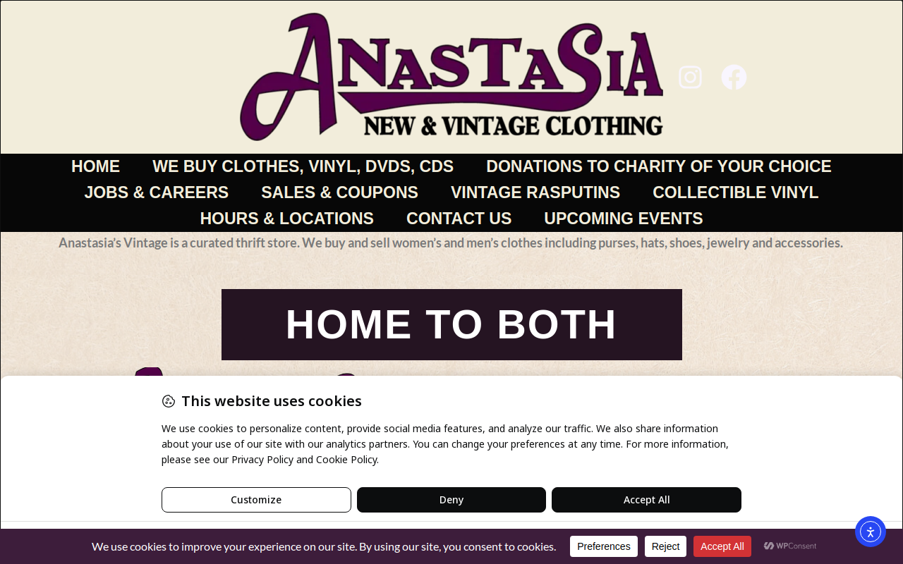 Anastasia's Vintage Pleasant Hill website preview