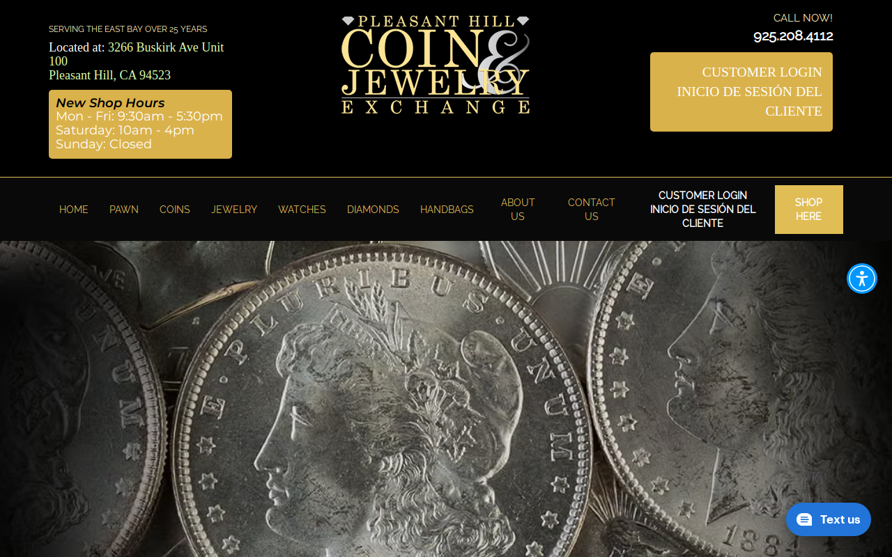 Pleasant Hill Coin & Jewelry Exchange website preview