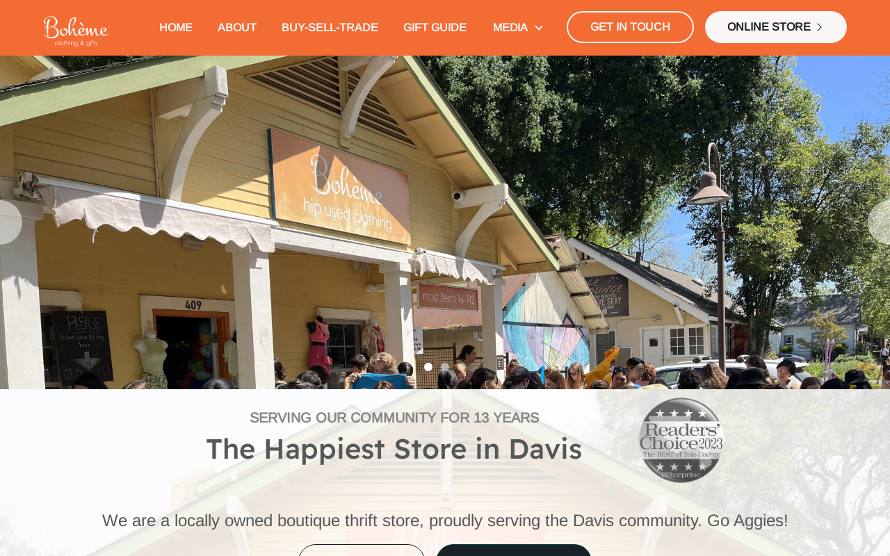 Bohème Clothing & Gifts website preview