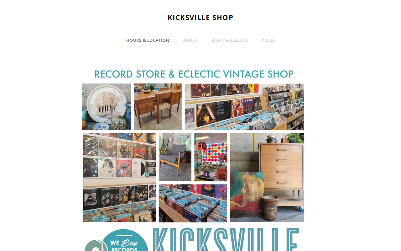Kicksville Vinyl & Vintage website preview