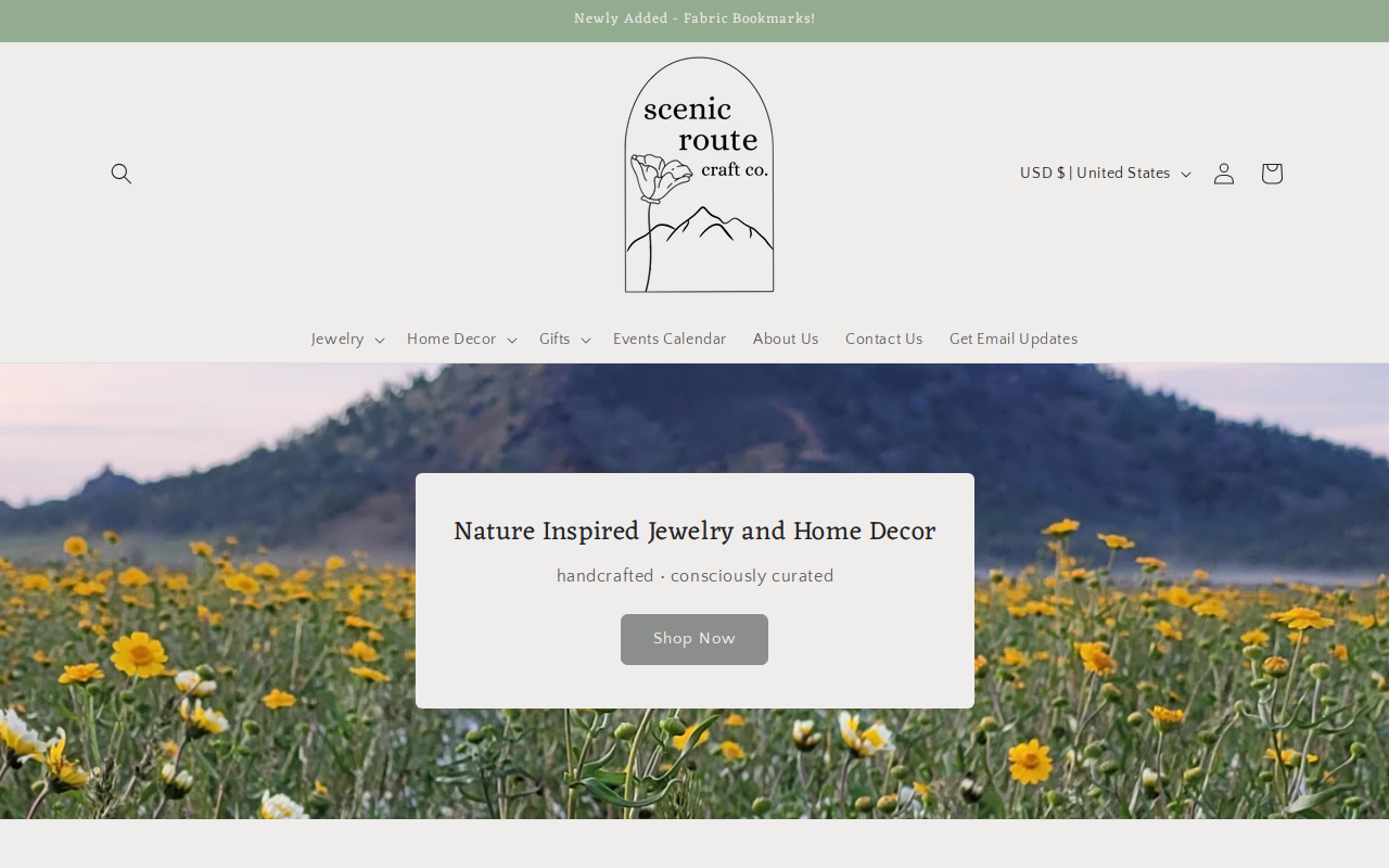 Scenic Route Souvenirs website preview