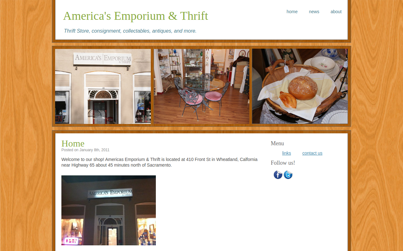 America's Emporium and Thrift website preview