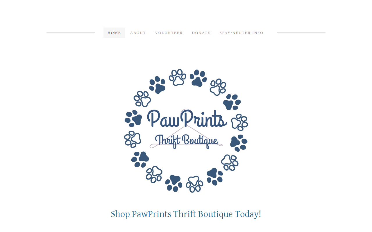 PawPrints Thrift Boutique website preview