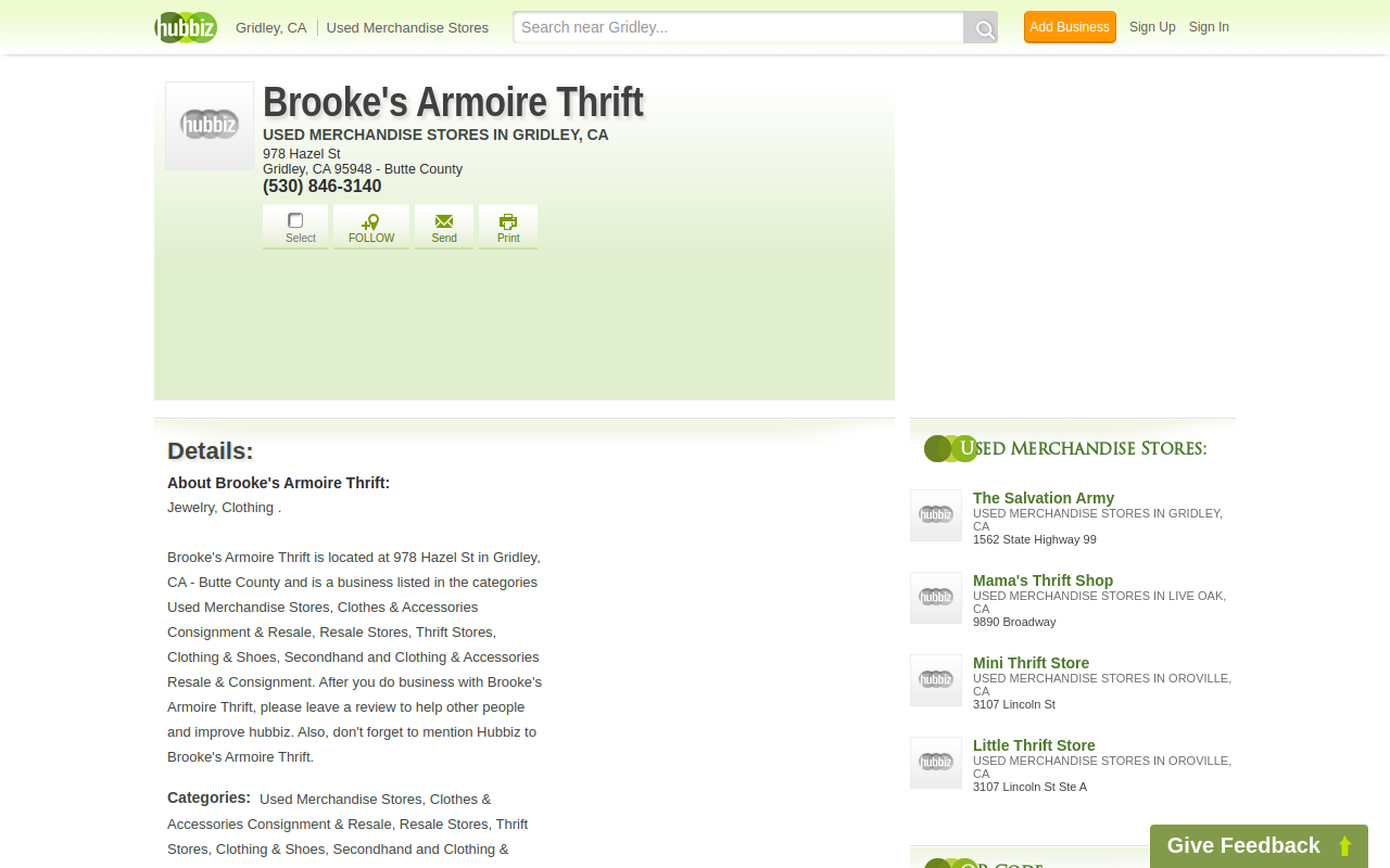 Brooke's Armoire Thrift website preview