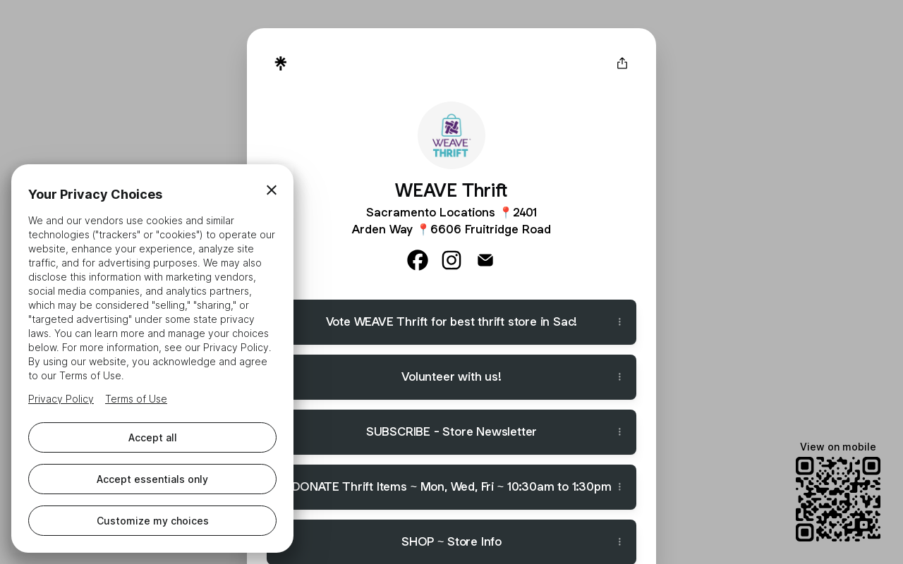 WEAVE Thrift website preview
