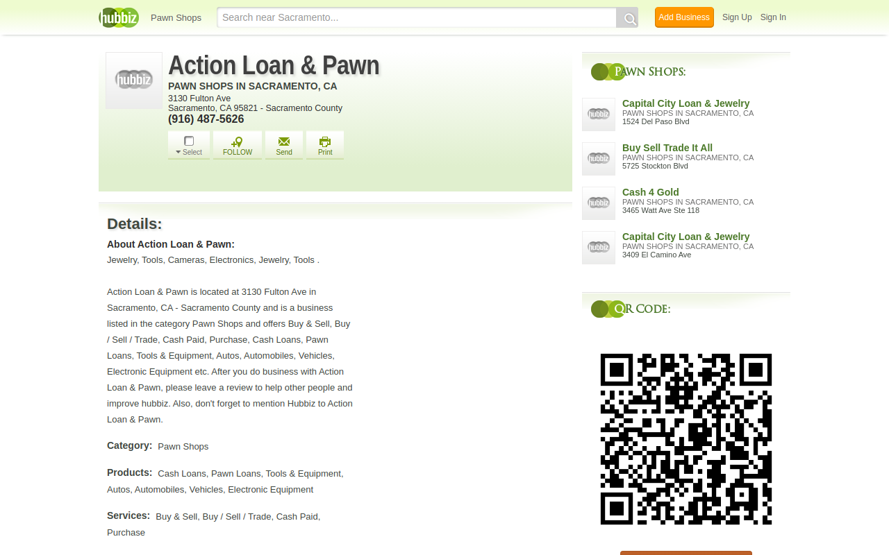 Action Loan & Pawn website preview