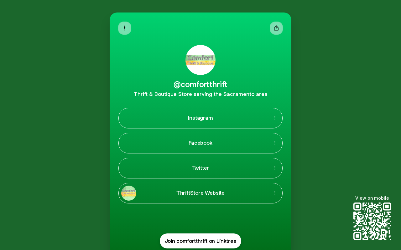 Comfort Thrift & Boutique website preview