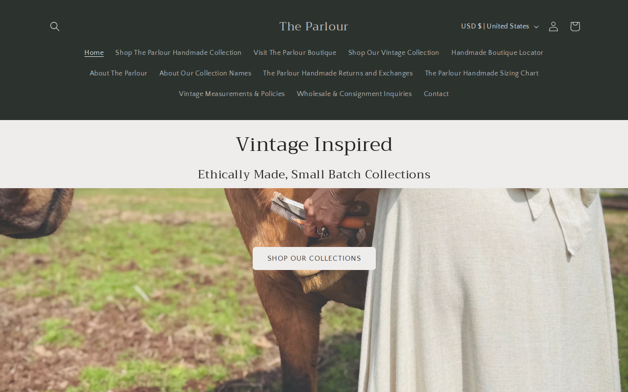 The Parlour Vintage website preview