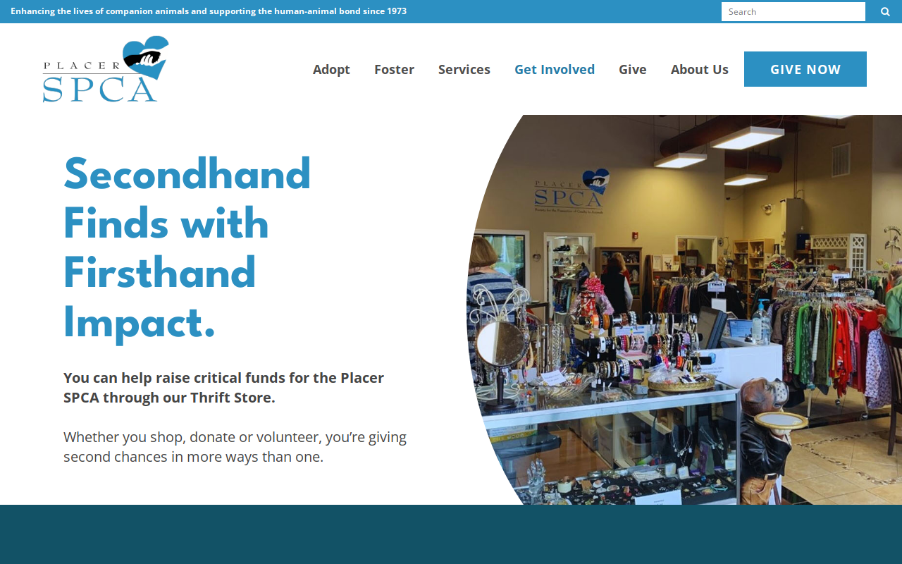 Placer SPCA Thrift Store website preview