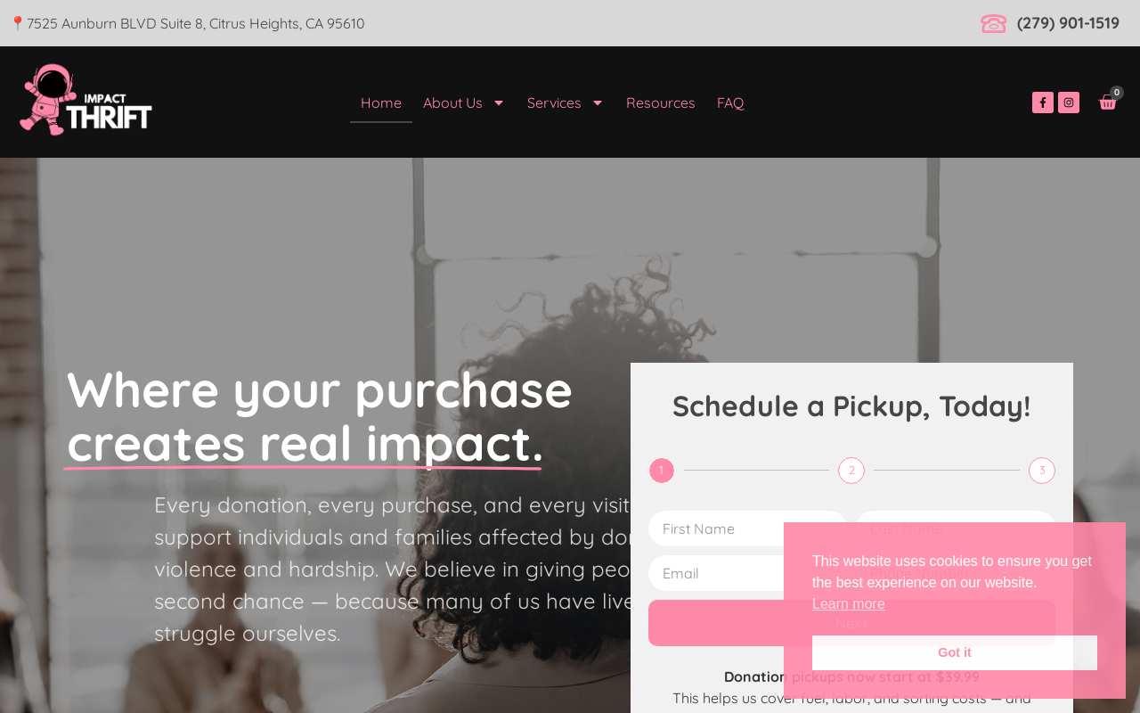 Impact Thrift website preview