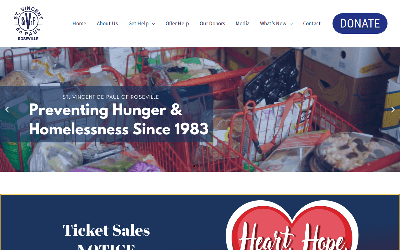 St Vincent De Paul website preview
