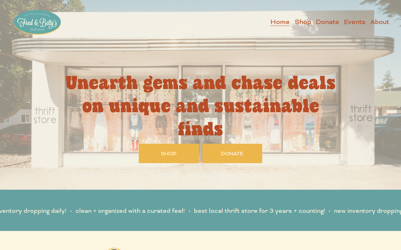 Fred and Betty's Thrift Store website preview