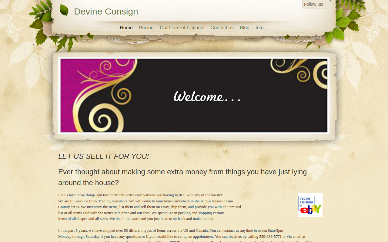 Devine Consign website preview