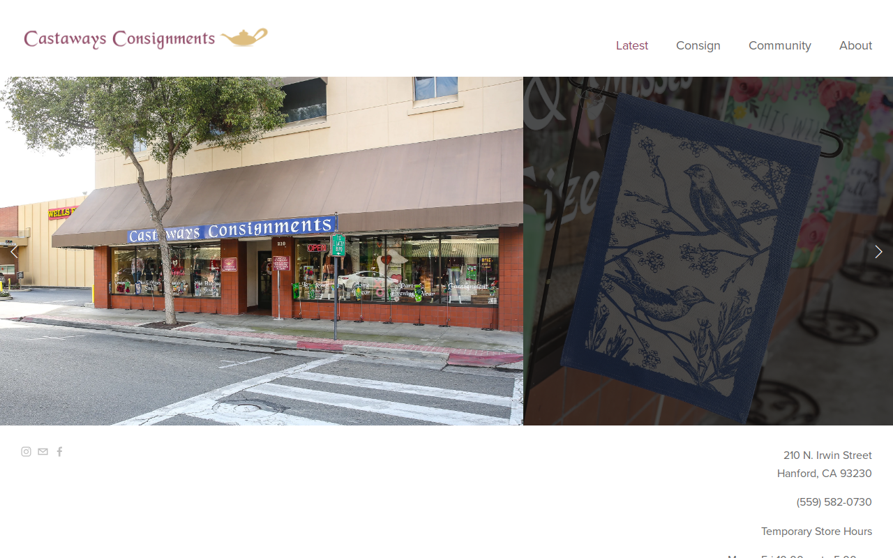 Castaways Consignments website preview