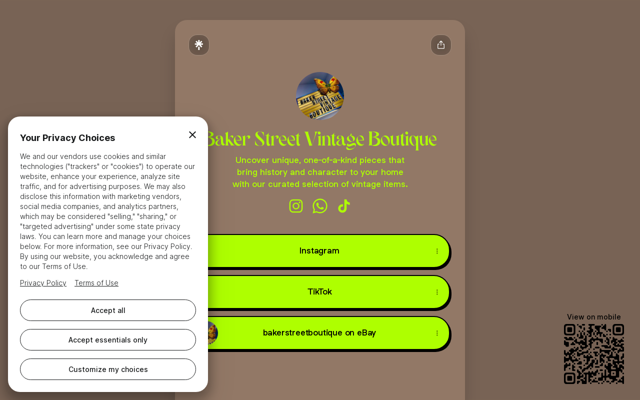 Baker Street Vintage Boutique website preview