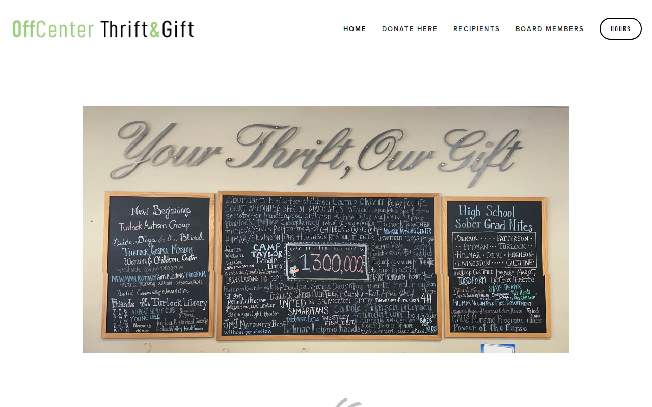 Off Center Thrift & Gift website preview
