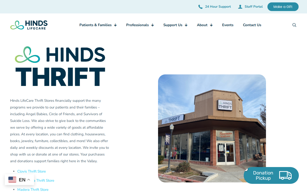 Hinds Thrift website preview