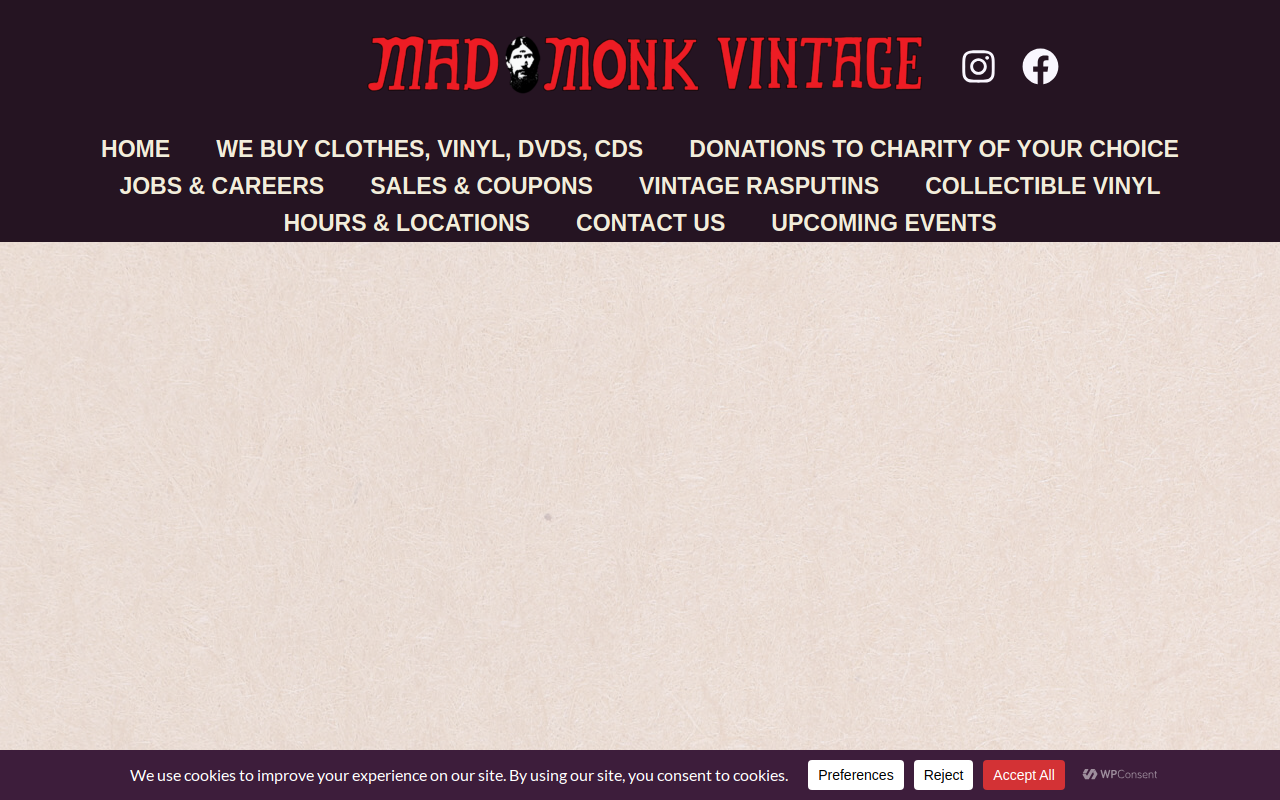 Mad Monk Vintage website preview