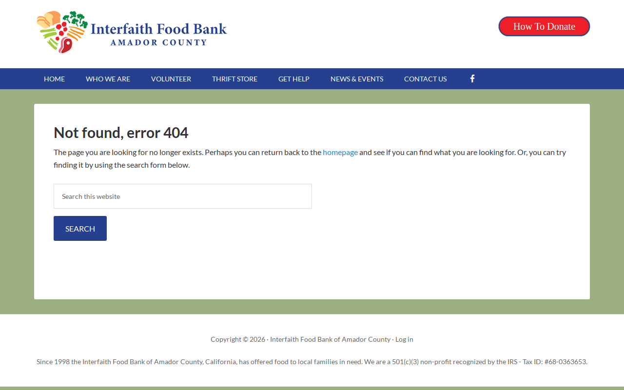 Interfaith Food Bank Thrift Store website preview